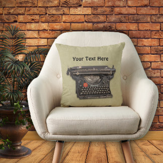 Old Fashioned Black Manuel Typewriter Tan Cushion