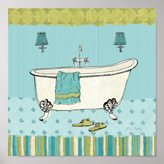 Old Fashioned Blue Bathroom Poster (Front)
