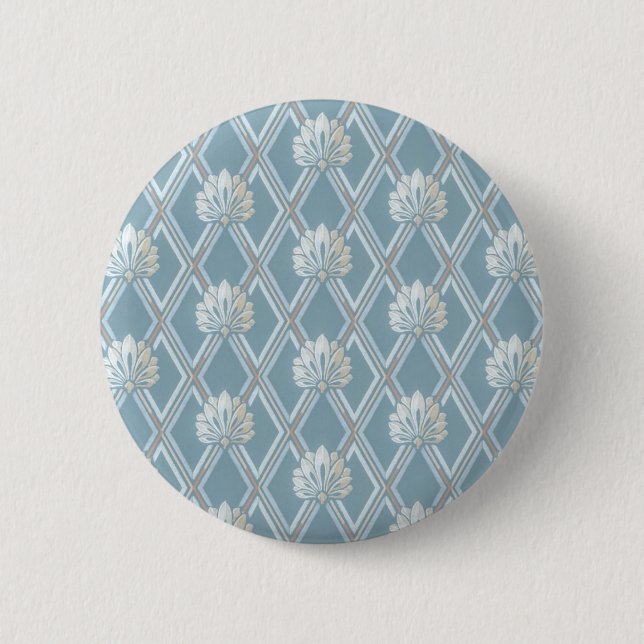 Old Fashioned Blue Fan Lattice Wallpaper Pattern 6 Cm Round Badge (Front)