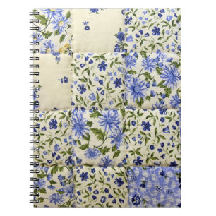 Old-fashioned Blue Floral Quilt Pattern   Notebook