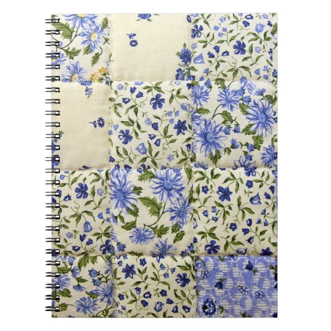 Old-fashioned Blue Floral Quilt Pattern   Notebook (Front)