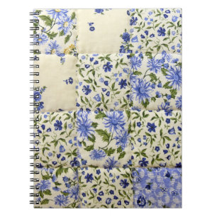 Old-fashioned Blue Floral Quilt Pattern   Notebook