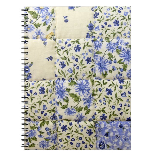 Old-fashioned Blue Floral Quilt Pattern   Notebook (Front)