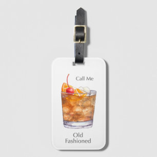 Old Fashioned bourbon cocktail luggage tag