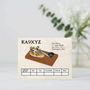 Old Fashioned Brass Telegraph Key Morse Code QSL Postcard