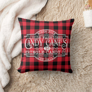 Old Fashioned Candy Canes Buffalo Check  Cushion