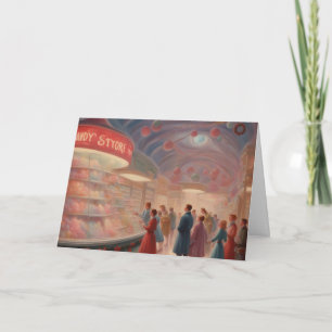 Old Fashioned Candy store at Christmas Card