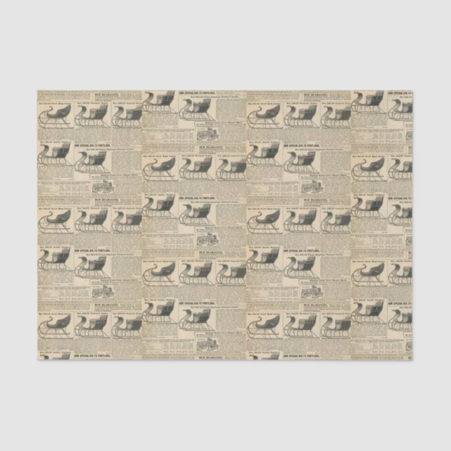 Old Fashioned Catalogue Christmas Sleds Tissue Paper (Front)