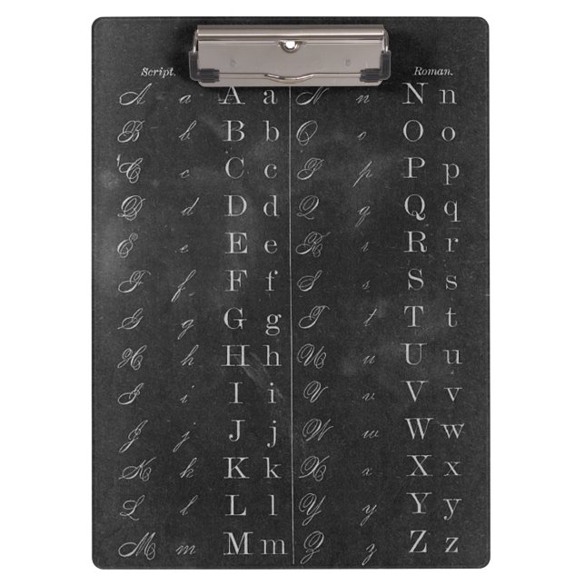Old Fashioned Chalkboard Alphabet Clipboard (Front)