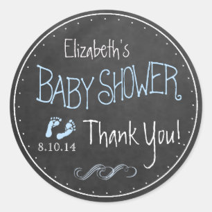 Old Fashioned Chalkboard Letters  Boy Baby Shower Classic Round Sticker
