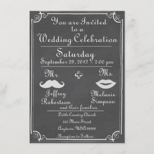 Old Fashioned Chalkboard Wedding Invitation