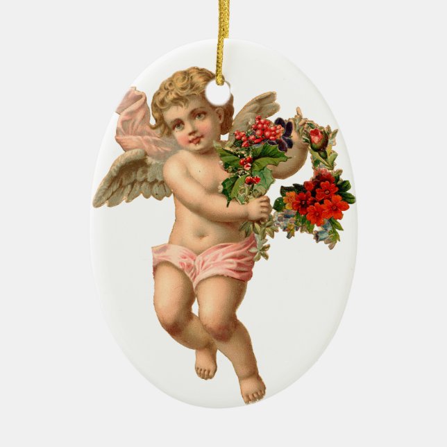 Old-fashioned Christmas, Angel Ceramic Tree Decoration (Front)