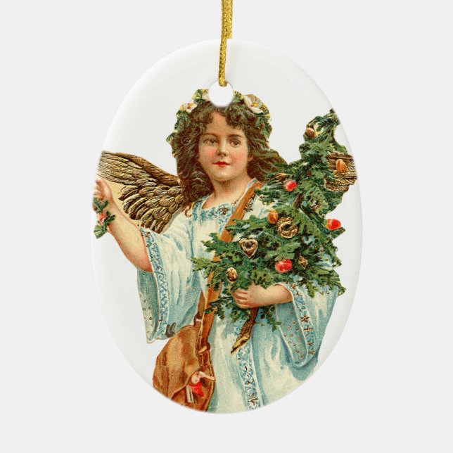 Old-fashioned Christmas, Angel Ceramic Tree Decoration (Front)