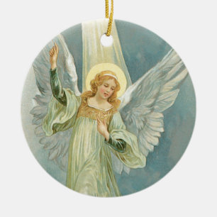 Old Fashioned Christmas Angel Gloria Ceramic Tree Decoration