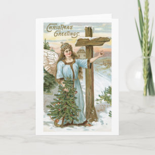 Old-fashioned Christmas, Angel Holiday Card