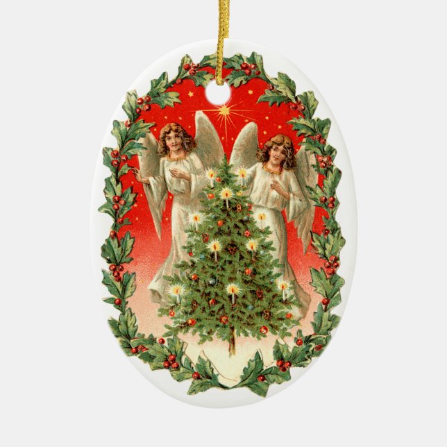 Old-fashioned Christmas, Angels Ceramic Tree Decoration (Front)