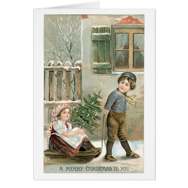 Old-fashioned Christmas, Boy & Girl (Front)
