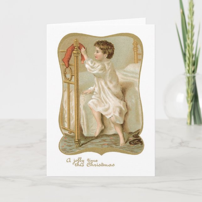 Old-fashioned Christmas, Boy Holiday Card (Front)