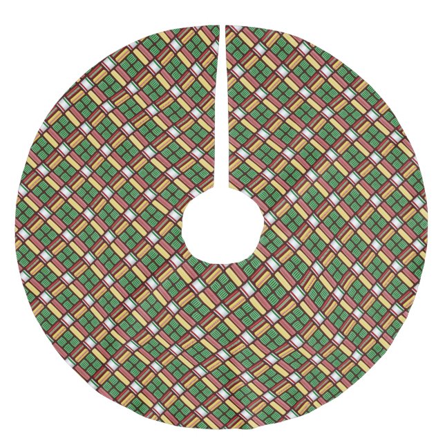 Old Fashioned Christmas Candies Plaid Tree Skirt (Front)