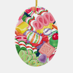 Old Fashioned Christmas Candy Ceramic Tree Decoration