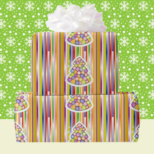 Old-fashioned Christmas Candy Stripes Citrus Colou Wrapping Paper