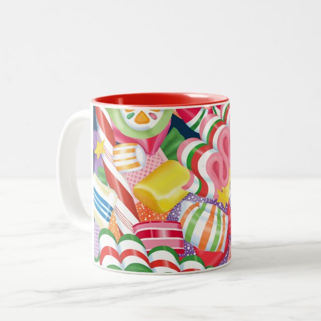 Old Fashioned Christmas Candy Two-Tone Coffee Mug (Front Left)