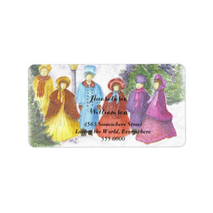 OLD FASHIONED CHRISTMAS CAROLERS ADDRESS LABEL