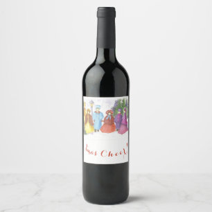 OLD FASHIONED CHRISTMAS CAROLERS XMAS CHEER WINE LABEL