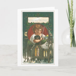 Old-fashioned Christmas, Church Holiday Card