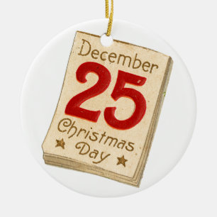 Old-fashioned Christmas, December 25 Ceramic Tree Decoration