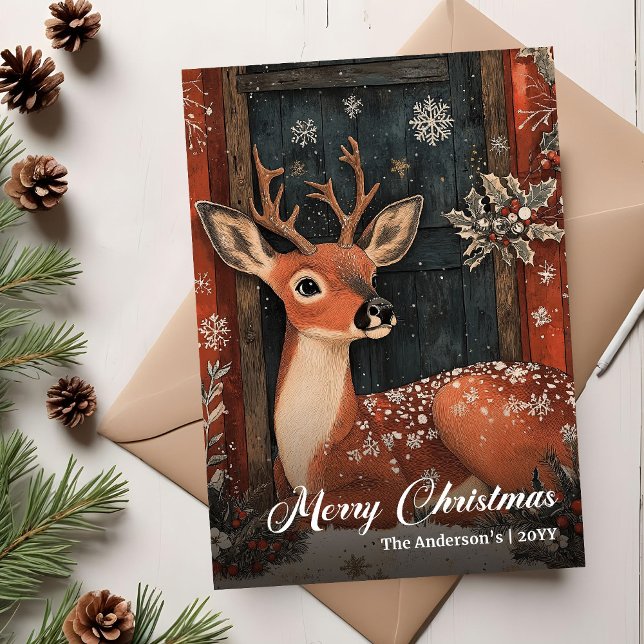 Old fashioned Christmas deer card classic greeting (Old fashioned Christmas deer card classic greeting)