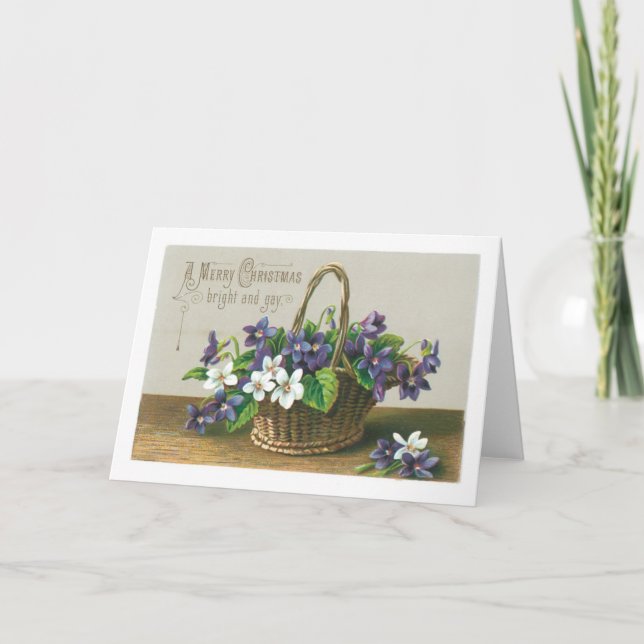 Old-fashioned Christmas, Flower Holiday Card (Front)