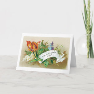 Old-fashioned Christmas, Flower Holiday Card