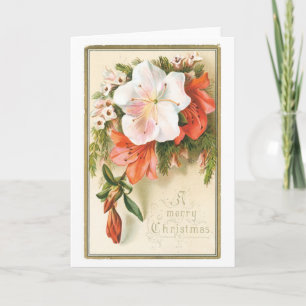 Old-fashioned Christmas, Flower Holiday Card