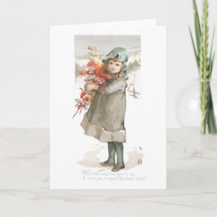 Old-fashioned Christmas, Girl Holiday Card