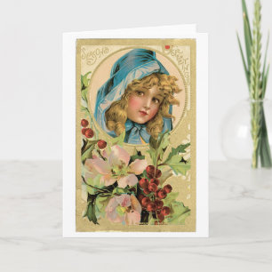 Old-fashioned Christmas, Girl Holiday Card