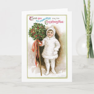 Old-fashioned Christmas, Girl Holiday Card