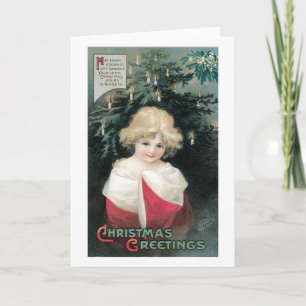 Old-fashioned Christmas, Girl Holiday Card