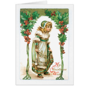 Old-fashioned Christmas, Girl, Holly
