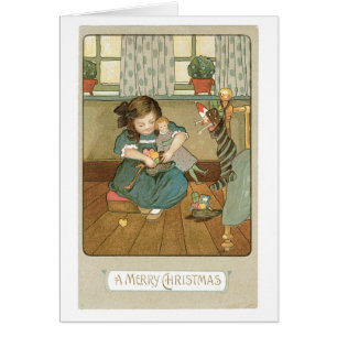 Old-fashioned Christmas, Girl with Dolls