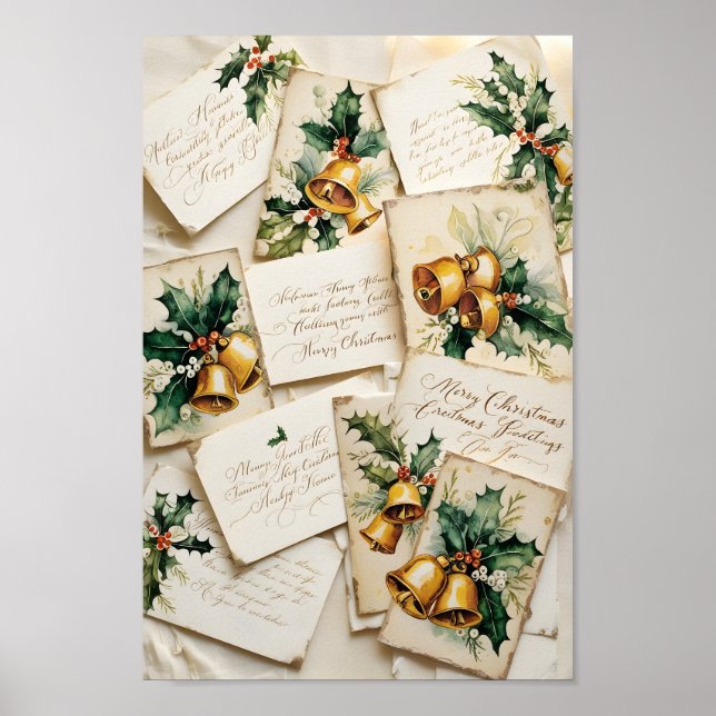 Old-Fashioned Christmas Greeting Cards Print (Front)