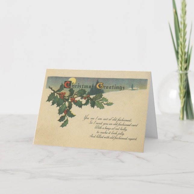Old Fashioned Christmas Greetings Card (Front)