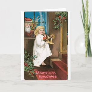 Old Fashioned Christmas Greetings Holiday Card