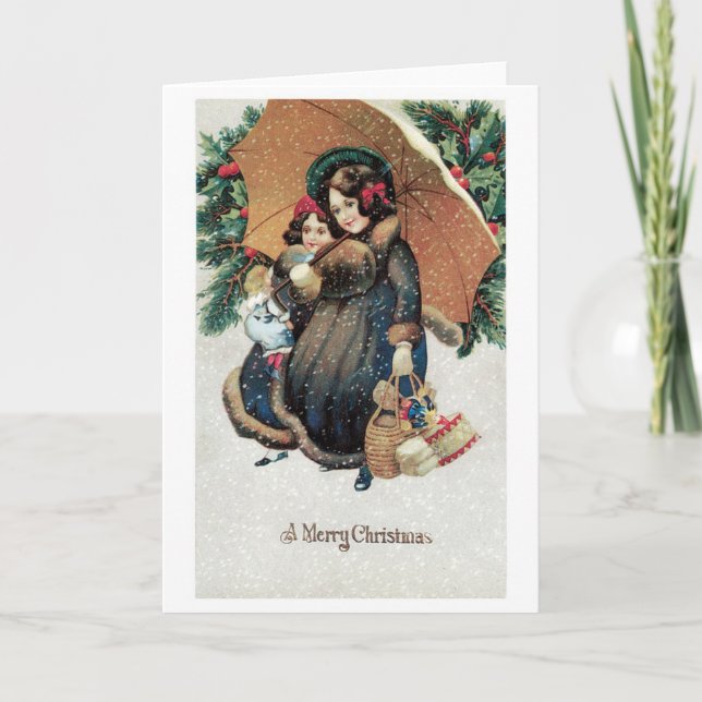 Old-fashioned Christmas Holiday Card (Front)