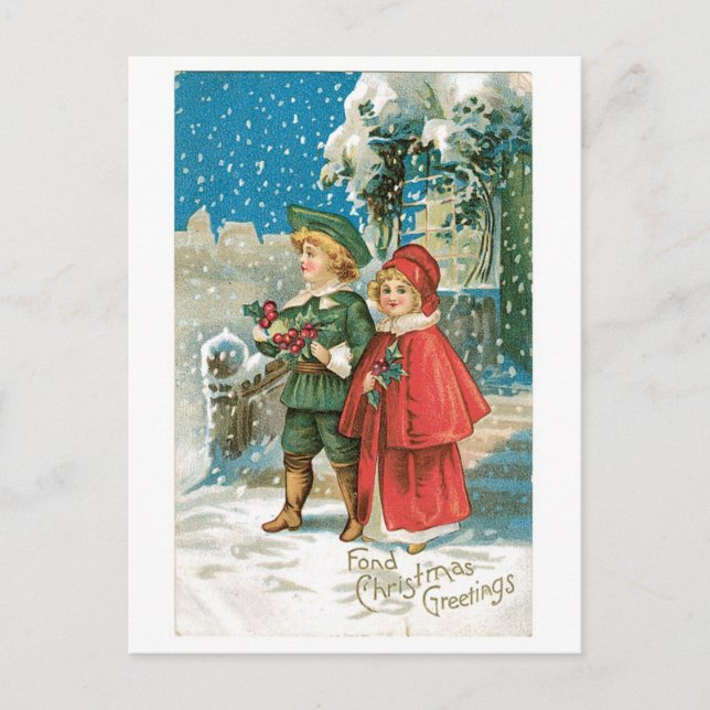 Old-fashioned Christmas Holiday Postcard (Front)