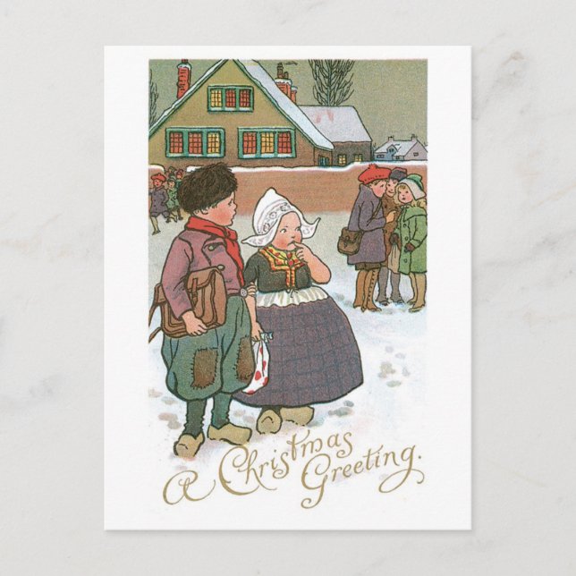 Old-fashioned Christmas Holiday Postcard (Front)