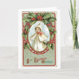 Old-fashioned Christmas, Holly Holiday Card