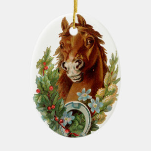 Old-fashioned Christmas, Horse Ceramic Tree Decoration