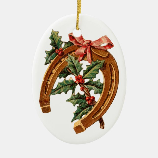Old-fashioned Christmas, Horseshoe Ceramic Tree Decoration (Front)