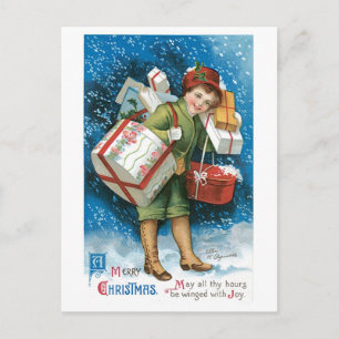Old-fashioned Christmas, Lady Holiday Postcard
